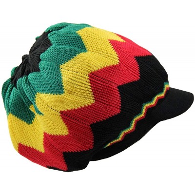 Skullies & Beanies 100% Cotton Rasta Dreadlock Light Weight Beanie Visor (XXL) - Black/Rgy - C318WRO5MX4 $16.56