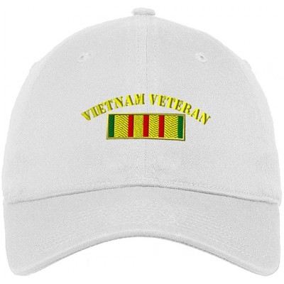 Baseball Caps Custom Low Profile Soft Hat Vietnam Flag Embroidery Veteran Name Cotton Dad Hat - White - CS18QTM2REN $18.19