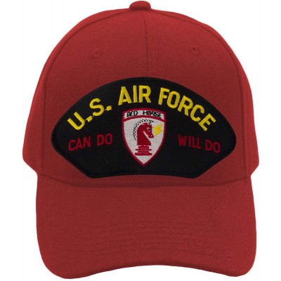 Baseball Caps US Air Force RED Horse - Can Do Will Do - Hat/Ballcap Adjustable One Size Fits Most - Red - C718SYTOATQ $19.57