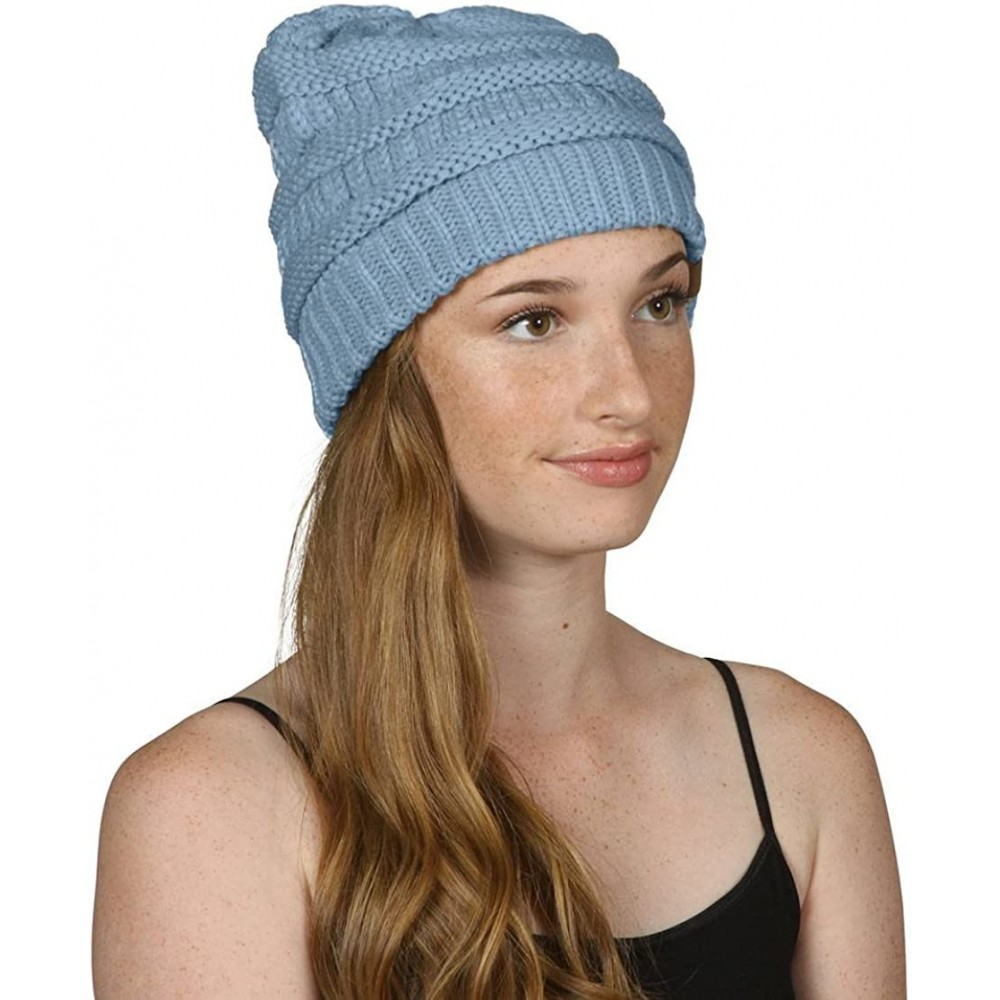 Skullies & Beanies Knit Soft Stretch Beanie Cap - Denim - C912MHFWW0D $11.63