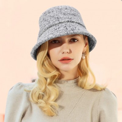 Bucket Hats Women Vintage Cloche Bucket Fedora Hat Ladies Church Derby Party Fashion Fisherman Winter Hat - Gray - CK18AIG43T...