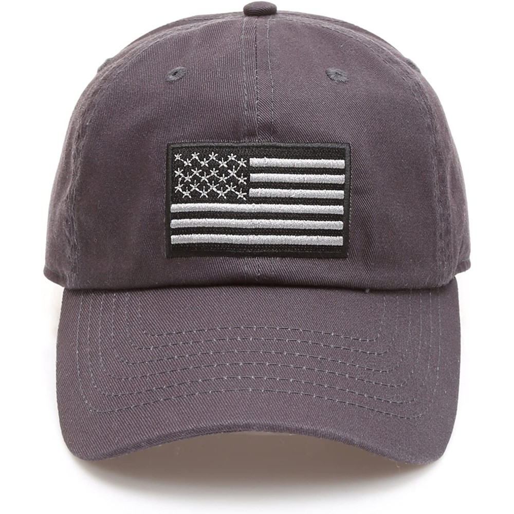 Baseball Caps Tactical Operator USA Flag Cotton Low Profile Baseball Cap with Adjustable Strap - Charcoal - C718EE7AA8E $12.74