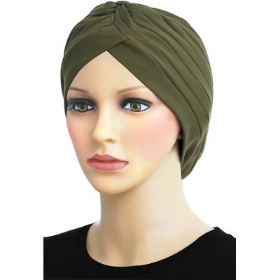 Skullies & Beanies Turban Hat Cap for Women Stylish Cotton Chemo Beanie Hat Caps - Olive Green - CH18IYCT3RT $27.26