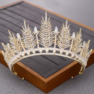 Headbands Luxurious Bridal Crowns And Tiaras Gold Tiara Crystal Rhinestone Wedding Crown-Light Gold19 - Light Gold19 - CV1920...
