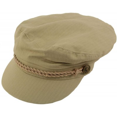 Newsboy Caps Men's Summer Cotton Greek Fisherman Sailor Fiddler Driver Hat Flat Cap - Stone - C318DNI466U $15.79