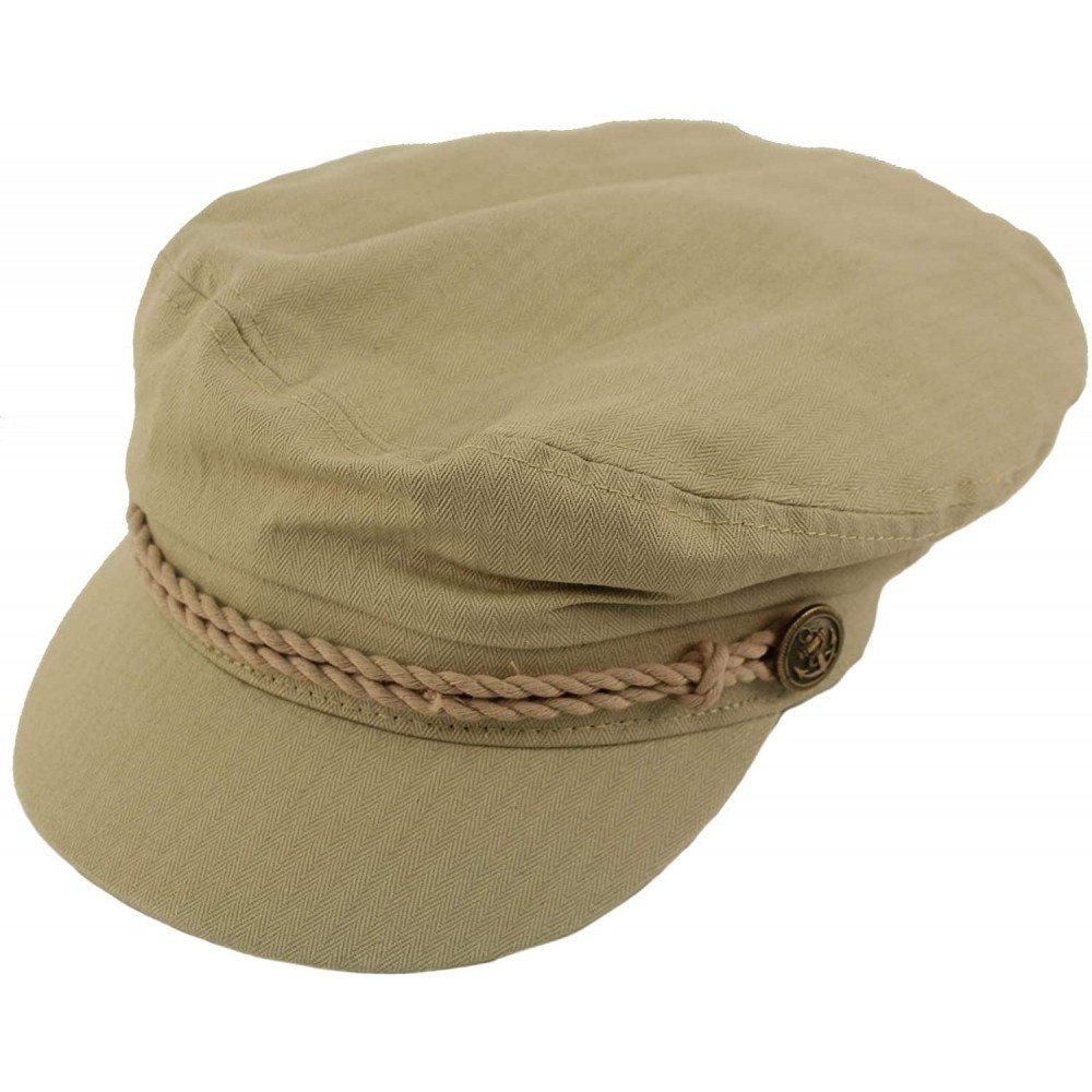 Newsboy Caps Men's Summer Cotton Greek Fisherman Sailor Fiddler Driver Hat Flat Cap - Stone - C318DNI466U $15.79