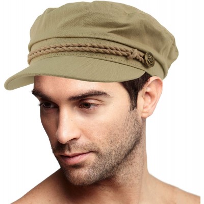 Newsboy Caps Men's Summer Cotton Greek Fisherman Sailor Fiddler Driver Hat Flat Cap - Stone - C318DNI466U $15.79