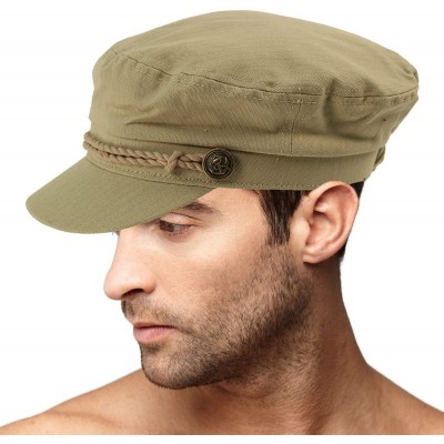 Newsboy Caps Men's Summer Cotton Greek Fisherman Sailor Fiddler Driver Hat Flat Cap - Stone - C318DNI466U $15.79