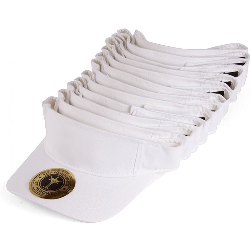 Visors Blank Adjustable Visors - 12-Pack - White - CX11NSK2XZV $36.84