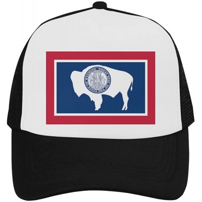 Skullies & Beanies Wyoming State Flag Classic Vintage Mesh Trucker Cap Baseball Hat Black - C8189HNIGC2 $31.79