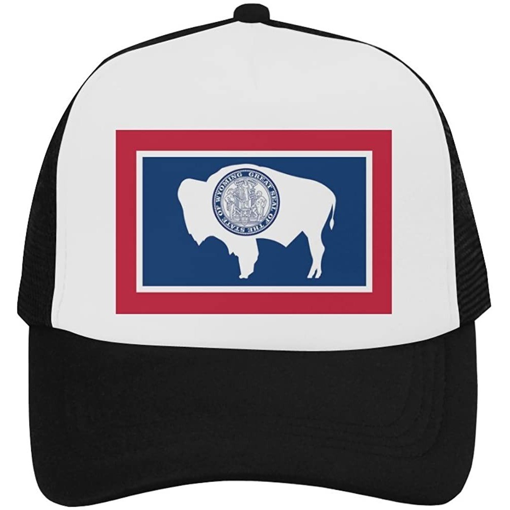 Skullies & Beanies Wyoming State Flag Classic Vintage Mesh Trucker Cap Baseball Hat Black - C8189HNIGC2 $31.79