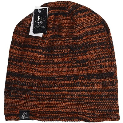 Skullies & Beanies FORBUSITE Knit Slouchy Beanie Hat Skull Cap for Mens Winter Summer - Rust With Black - CV127BBLXQR $13.48