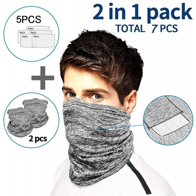 Balaclavas 2+5Soft Common Neck Gaiter Warmer Anti-dust Cover Face Scarf Winter Balaclava Scarf Cover Gray - CD197RGXD8Z $16.47