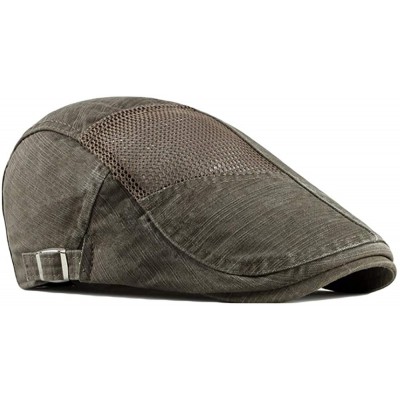 Newsboy Caps Men's Mesh Cotton Flat Ivy Cap Newsboy Cabbie Gatsby Hat Beret Summer - Light Coffee - CI18UKYRDN0 $11.49