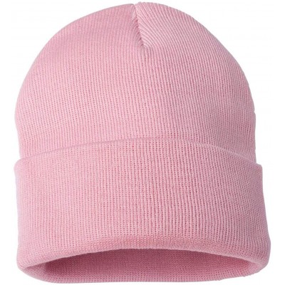 Skullies & Beanies SP12 - 12 Inch Solid Knit Beanie - Pink - CK1180CJPRB $8.53