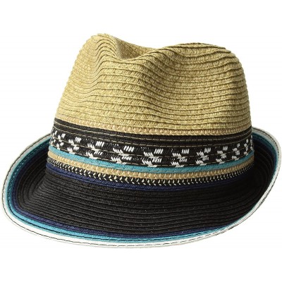 Fedoras Women's Two Weave Banded Fedora - Turquoise - C8189GNM9DZ $37.13