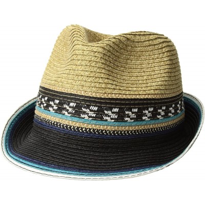 Fedoras Women's Two Weave Banded Fedora - Turquoise - C8189GNM9DZ $22.10