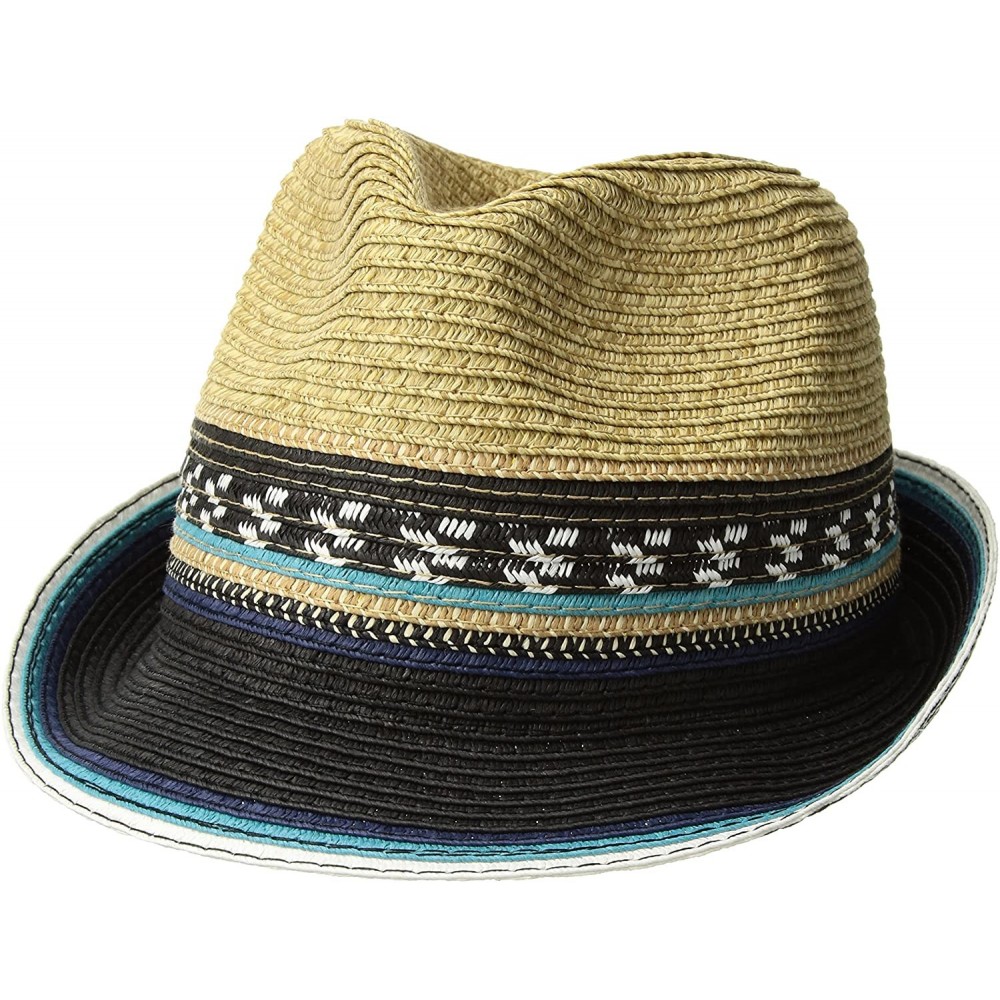 Fedoras Women's Two Weave Banded Fedora - Turquoise - C8189GNM9DZ $22.10