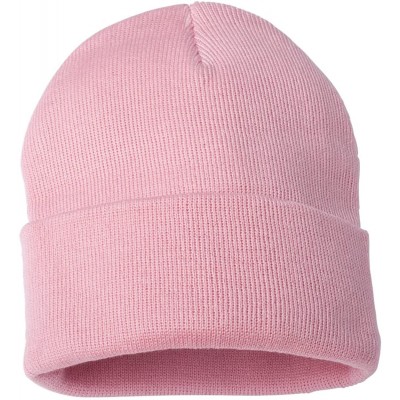 Skullies & Beanies SP12 - 12 Inch Solid Knit Beanie - Pink - CK1180CJPRB $8.53