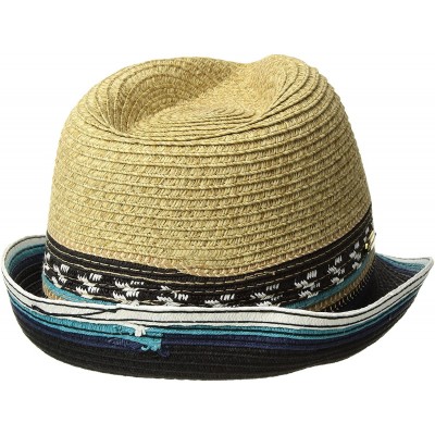 Fedoras Women's Two Weave Banded Fedora - Turquoise - C8189GNM9DZ $22.10