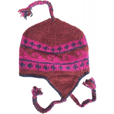 Skullies & Beanies Wool Winter Chullo Beanie Fleece Lined Toque Cap Ear Flaps Sherpa Peruvian Hat - V-52 - CS192UNIY7C $20.27