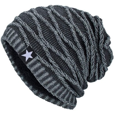 Skullies & Beanies Unisex Mens/Womens Winter Warm Plush Lined Knit hat Beanie Hat Cap - B-grey - CZ1935S0UA2 $22.11