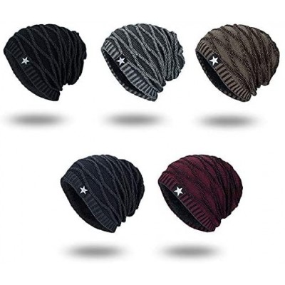 Skullies & Beanies Unisex Mens/Womens Winter Warm Plush Lined Knit hat Beanie Hat Cap - B-grey - CZ1935S0UA2 $22.11