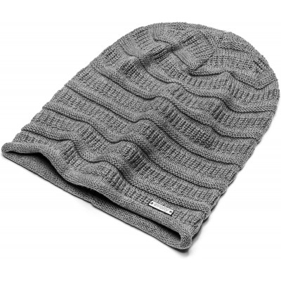 Skullies & Beanies Thin Slouchy Beanie for Men and Women - Chunky Knit Style - 100% Cotton - Light Grey - CM18N73DWH7 $11.32