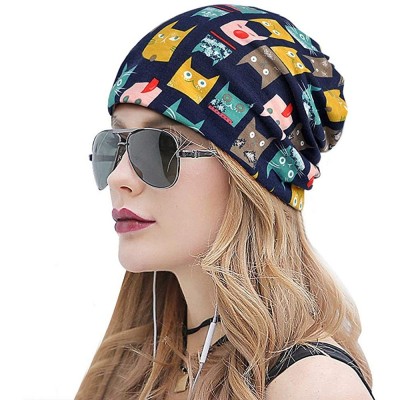 Skullies & Beanies Floral Lace Beanie Hat Chemo Cap Stretch Slouchy Turban Headwear - Blue1 - CS18R80TUK2 $8.33