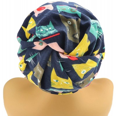 Skullies & Beanies Floral Lace Beanie Hat Chemo Cap Stretch Slouchy Turban Headwear - Blue1 - CS18R80TUK2 $8.33