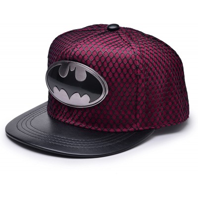 Baseball Caps Bat Man Logo Baseball Cap w/Black Mesh Hip-hop Snapback Hat - Wine Red - CE12M73YPMD $12.97