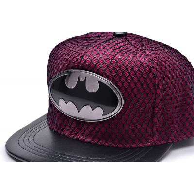 Baseball Caps Bat Man Logo Baseball Cap w/Black Mesh Hip-hop Snapback Hat - Wine Red - CE12M73YPMD $12.97