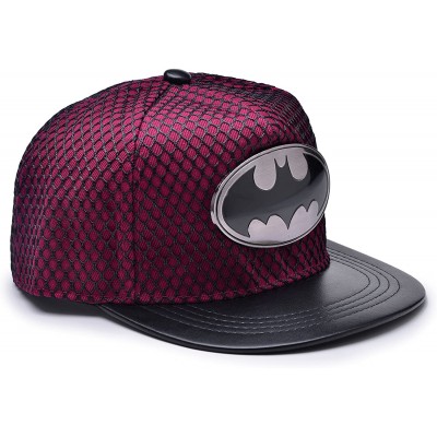 Baseball Caps Bat Man Logo Baseball Cap w/Black Mesh Hip-hop Snapback Hat - Wine Red - CE12M73YPMD $12.97