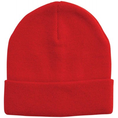 Skullies & Beanies Beanie Hat for Women Men Elastic Knit Warmer Ears Winter Ski Skull Cap Cuffed Solid Color - Red - C418AHGO...