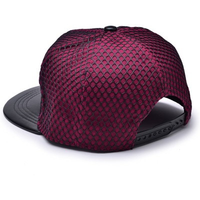 Baseball Caps Bat Man Logo Baseball Cap w/Black Mesh Hip-hop Snapback Hat - Wine Red - CE12M73YPMD $12.97