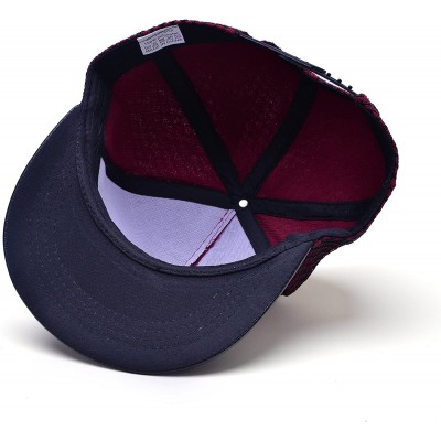 Baseball Caps Bat Man Logo Baseball Cap w/Black Mesh Hip-hop Snapback Hat - Wine Red - CE12M73YPMD $12.97