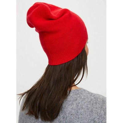 Skullies & Beanies Beanie Hat for Women Men Elastic Knit Warmer Ears Winter Ski Skull Cap Cuffed Solid Color - Red - C418AHGO...