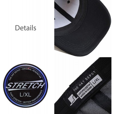 Baseball Caps Men's Curved Brim Stretch Fit Mesh 6 Panel Fitted Baseball Cap - Black - C318I8T9MD3 $7.87