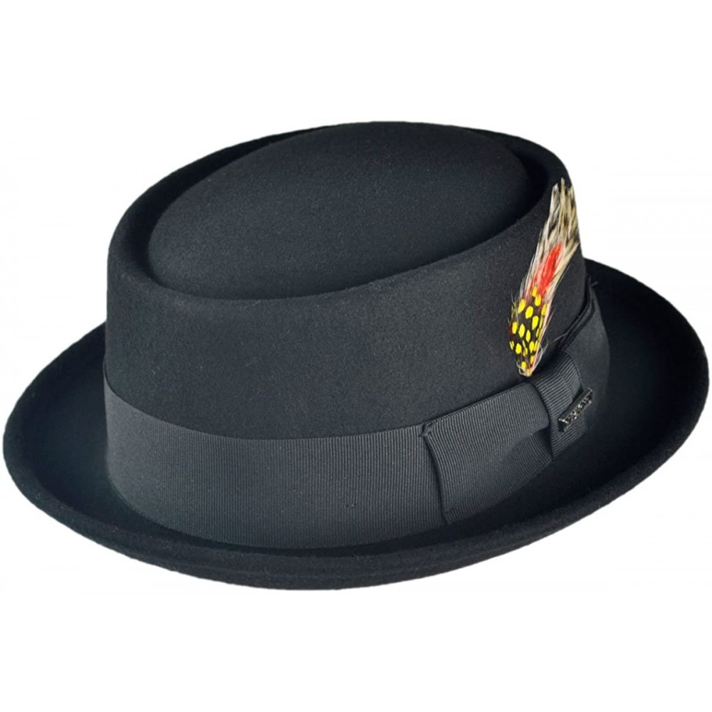 Fedoras Wool Pork Pie - Black - C6114CSB165 $38.52