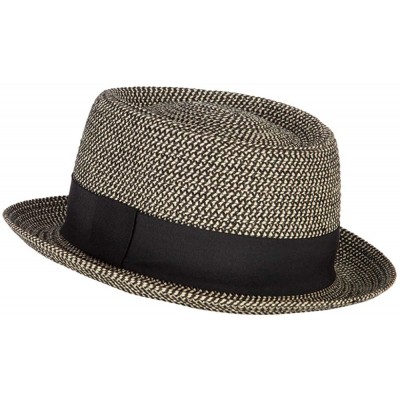 Fedoras Ladies Pork Pie Fedora Hat with Wide Band - Natural Black - CQ18QW5GMKX $22.07