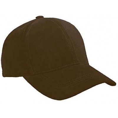 Baseball Caps Genuine Suede Leather Unisex Baseball Caps Made in USA - Dark Brown - CB11GL9IY3V $40.94