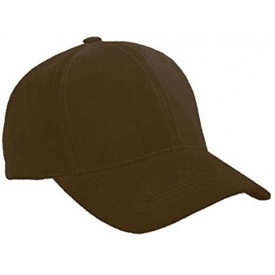 Baseball Caps Genuine Suede Leather Unisex Baseball Caps Made in USA - Dark Brown - CB11GL9IY3V $14.26