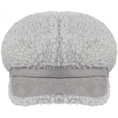 Newsboy Caps Women's Winter Fleece Suede Cabbie Newsboy Beret Hat Warm Casual Paperboy Visor Hat Cap - Grey - CG18IRGCDQY $8.33