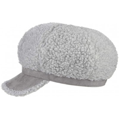 Newsboy Caps Women's Winter Fleece Suede Cabbie Newsboy Beret Hat Warm Casual Paperboy Visor Hat Cap - Grey - CG18IRGCDQY $8.33