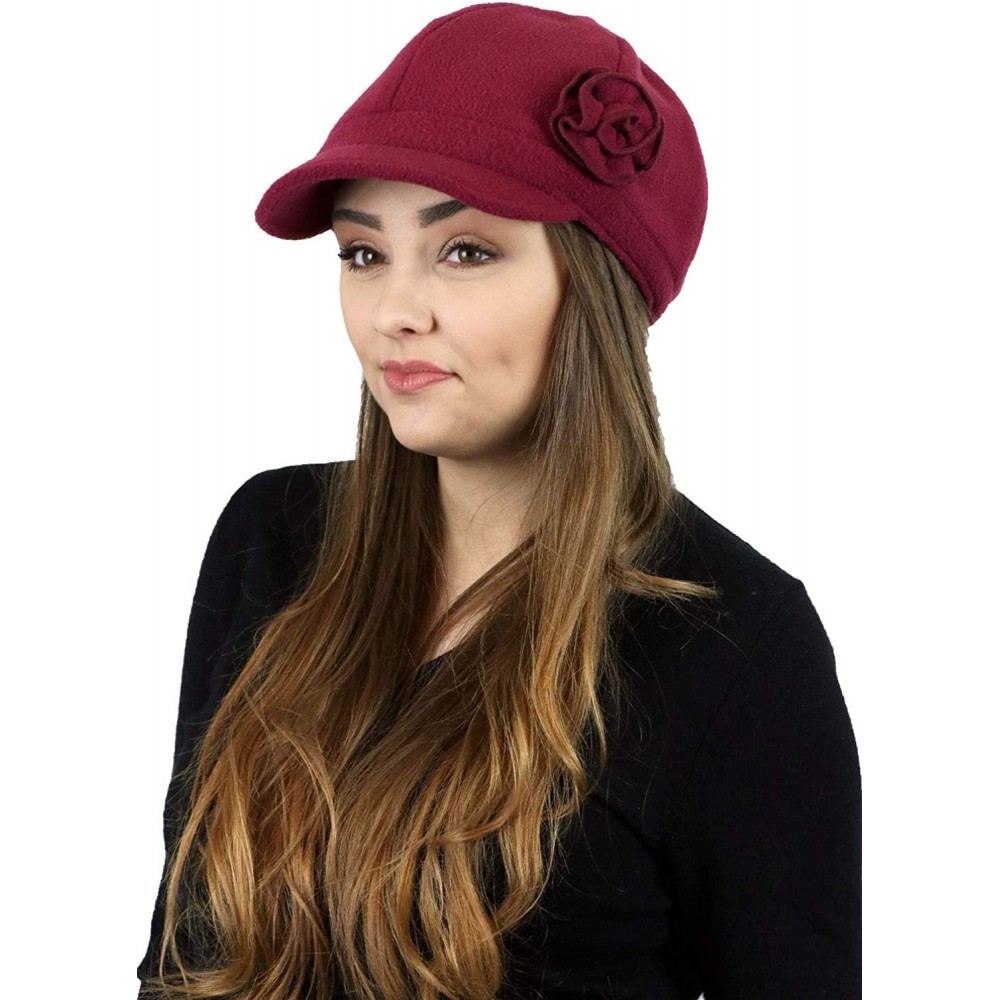 Newsboy Caps Womens Hat Newsboy Cap Fleece Winter Cancer Headwear Ladies Chemo Hat Cabbie Head Coverings Brighton - Burgundy ...