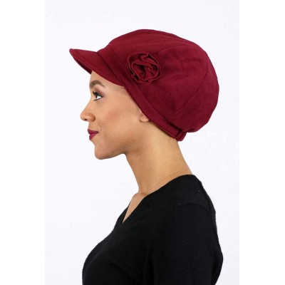 Newsboy Caps Womens Hat Newsboy Cap Fleece Winter Cancer Headwear Ladies Chemo Hat Cabbie Head Coverings Brighton - Burgundy ...