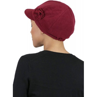 Newsboy Caps Womens Hat Newsboy Cap Fleece Winter Cancer Headwear Ladies Chemo Hat Cabbie Head Coverings Brighton - Burgundy ...