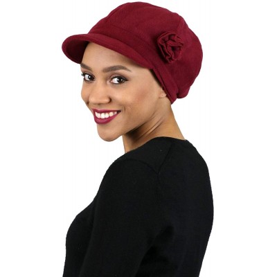 Newsboy Caps Womens Hat Newsboy Cap Fleece Winter Cancer Headwear Ladies Chemo Hat Cabbie Head Coverings Brighton - Burgundy ...