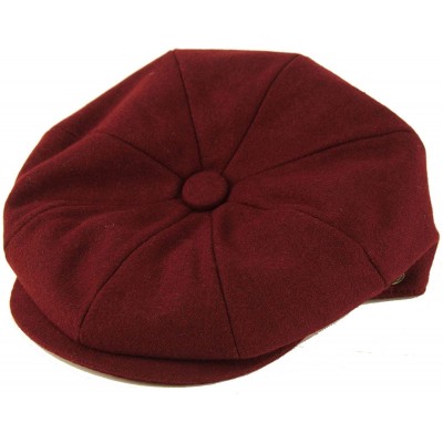 Newsboy Caps Men's 100% Winter Wool Plaids Solids Snap Newsboy Drivers Cabbie Rounded Cap Hat - Solid Burgundy - CT18Q24OIT5 ...