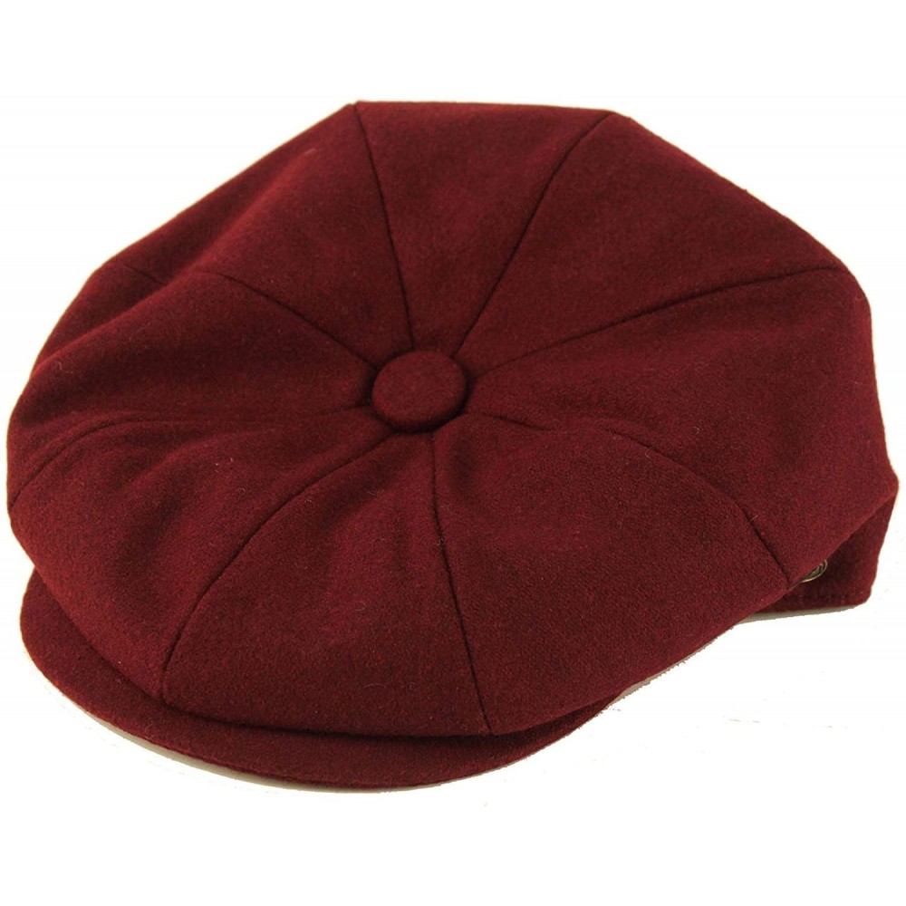 Newsboy Caps Men's 100% Winter Wool Plaids Solids Snap Newsboy Drivers Cabbie Rounded Cap Hat - Solid Burgundy - CT18Q24OIT5 ...